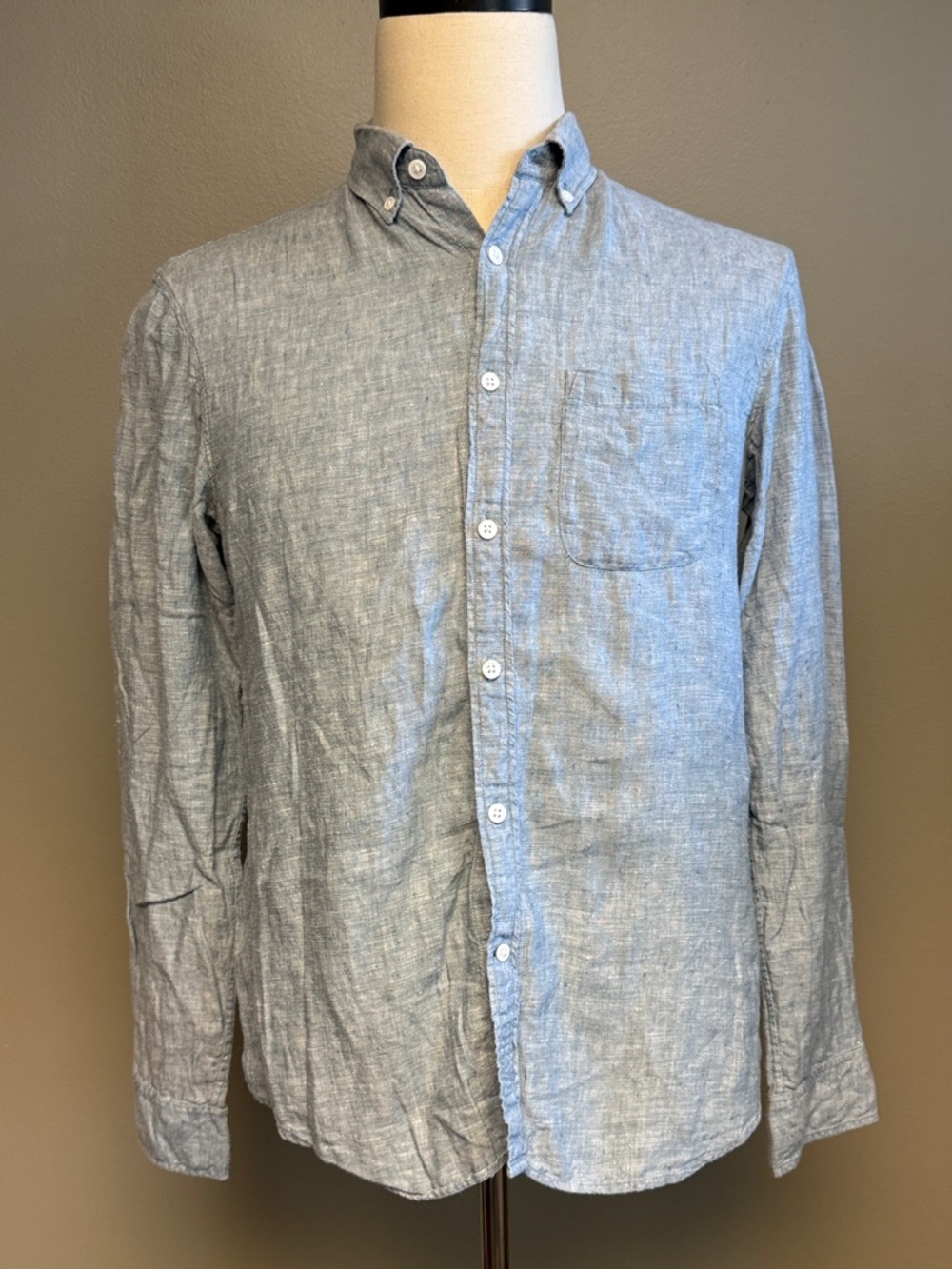 Club Monaco Linen Button Down Shirt Light Blue Slim Fit S